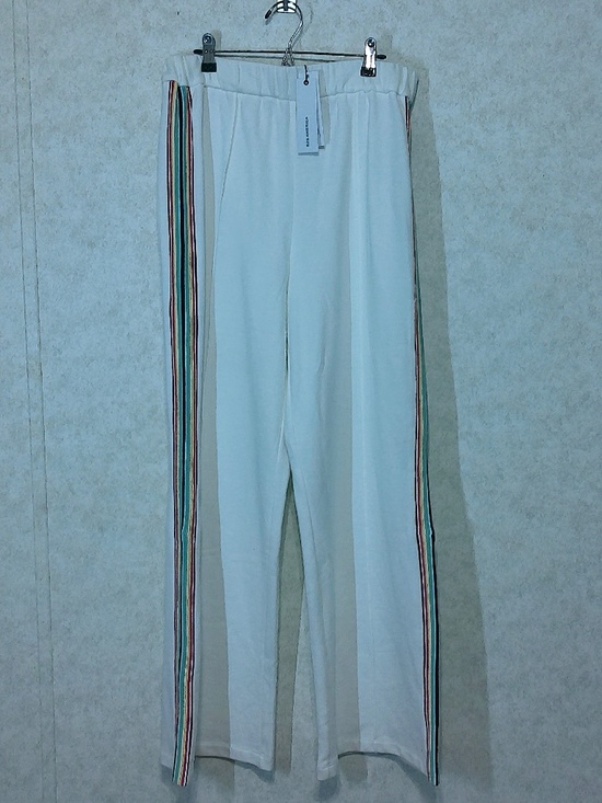 NWT 525 America Born in Brooklyn Bleach White Multi Mid Weight Trousers Size L - Picture 1 of 11